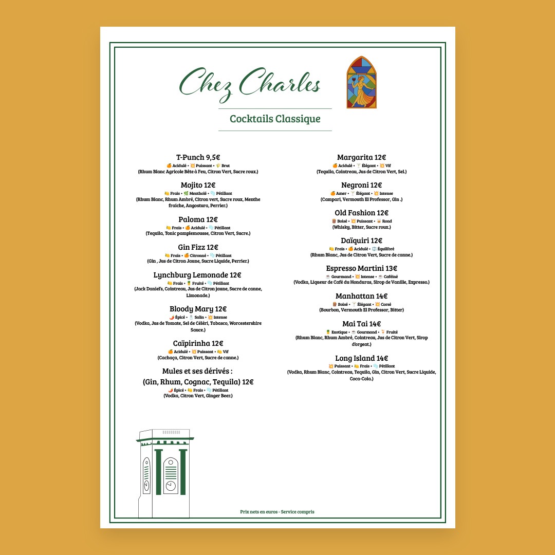 carte-des-boissons-ancienne page cocktails-chez-charles